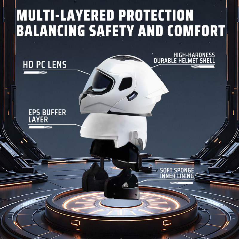 【𝑭𝒍𝒊𝒑 𝑼𝒑】HNJ Modular Dual Visor Helmet Full Face Helmet for Motorcycle ...