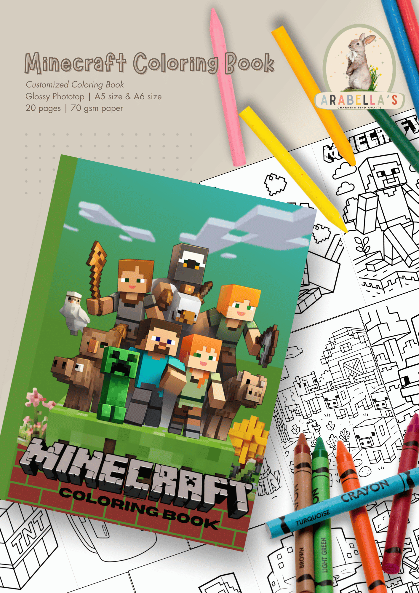 Minecraft Inspired Coloring Book A5 | 20 Pages | Kids Coloring Activity ...