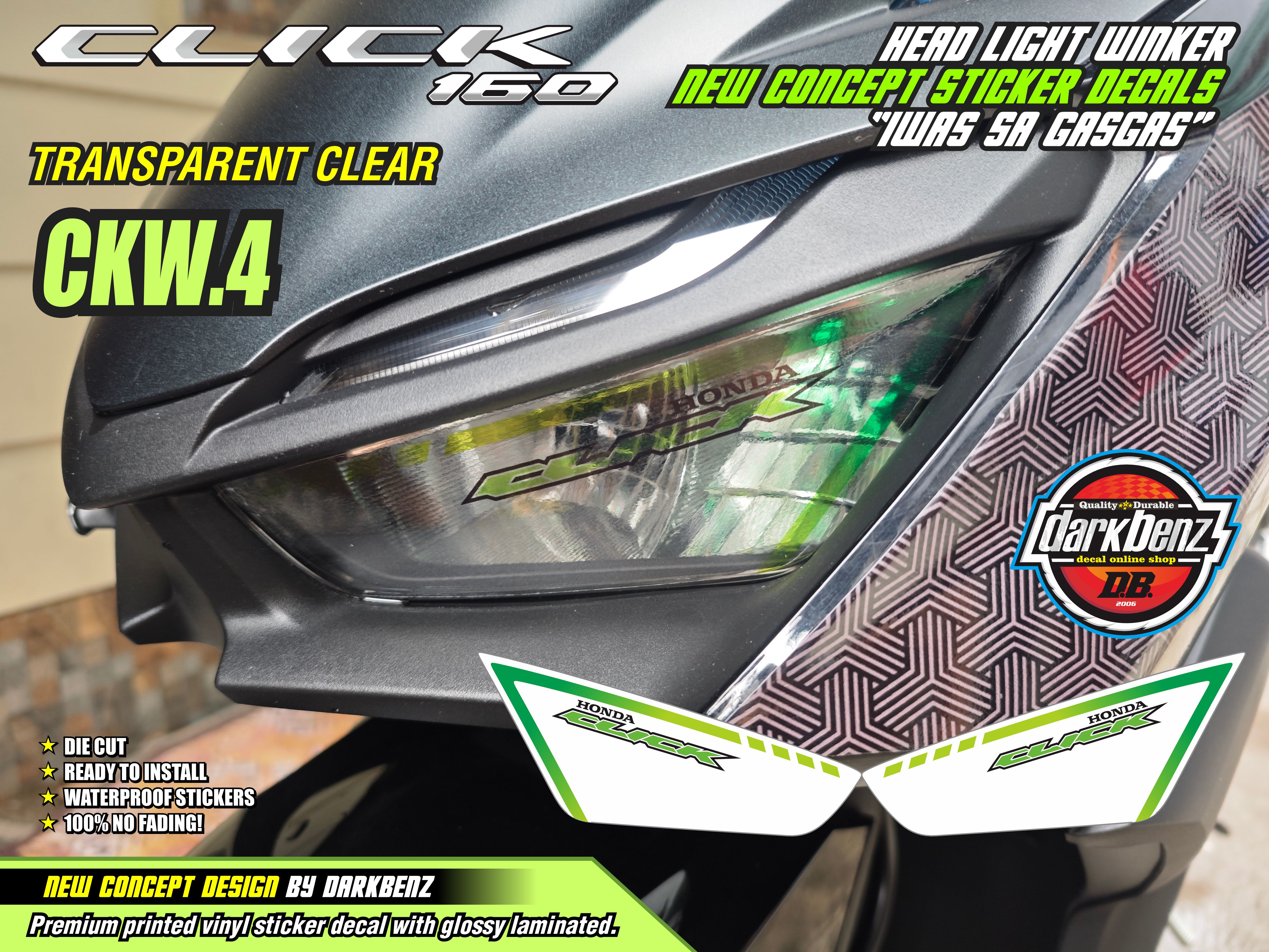 Honda Click 160 V1 Winker Clear Design Quality Printed Sticker Decal ...