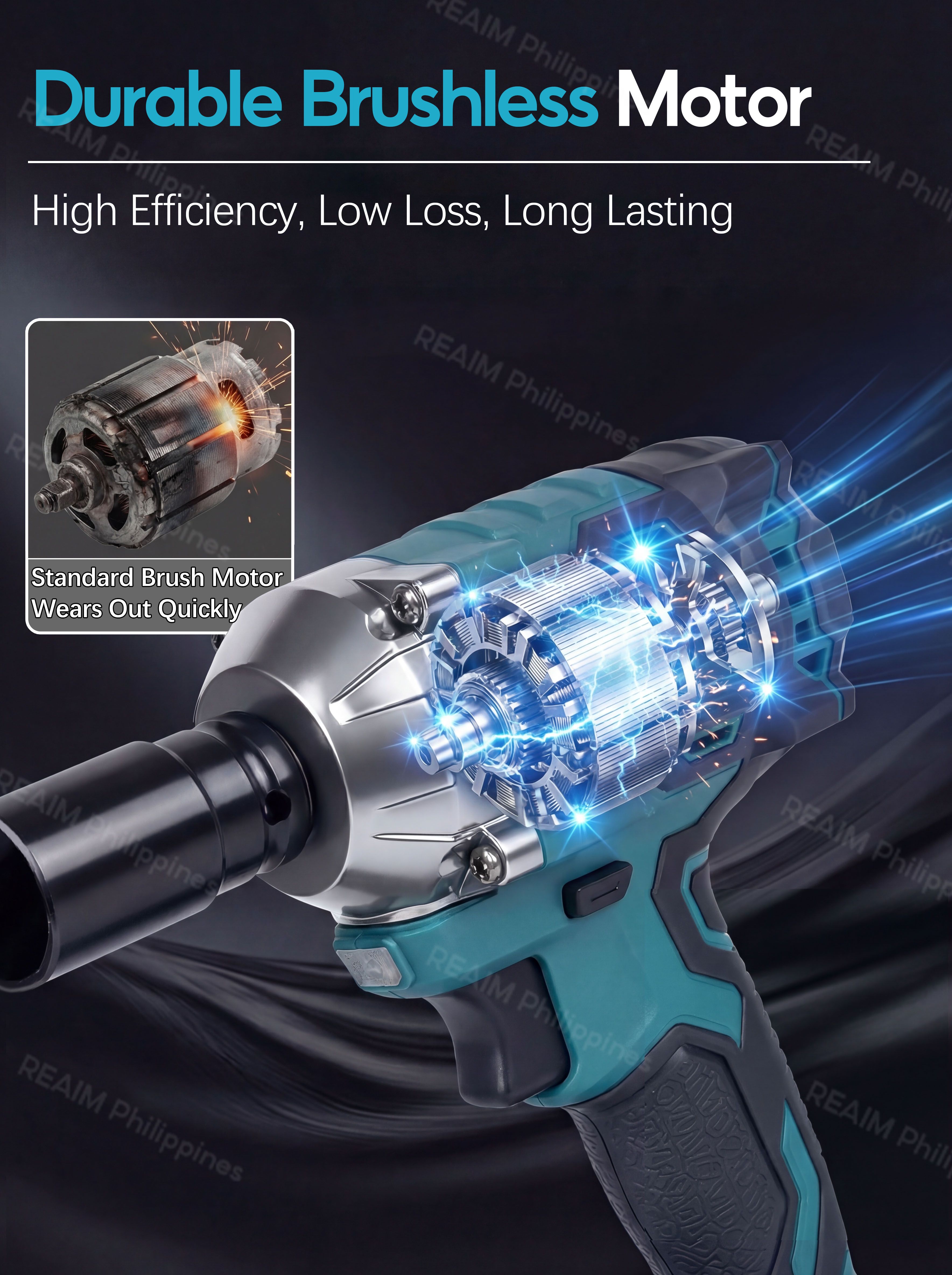 REAIM Impact Wrench Heavy Duty Cordless Brushless 1200N.M/800N.M ...