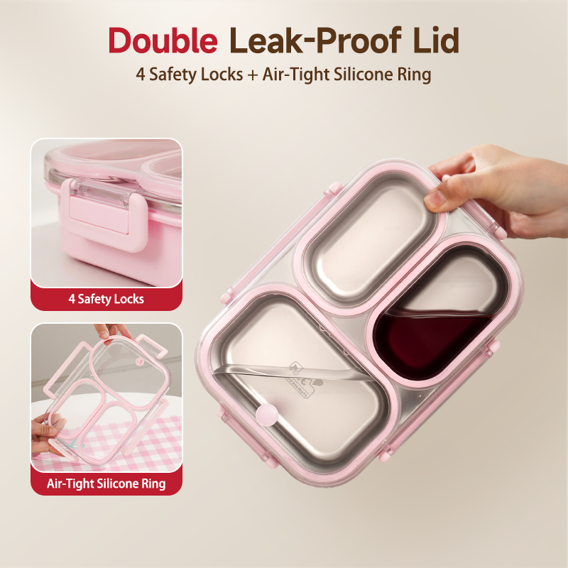 Leak-Proof 304 Stainless Steel Lunch Box 1000ml MODOFO Microwaveable ...