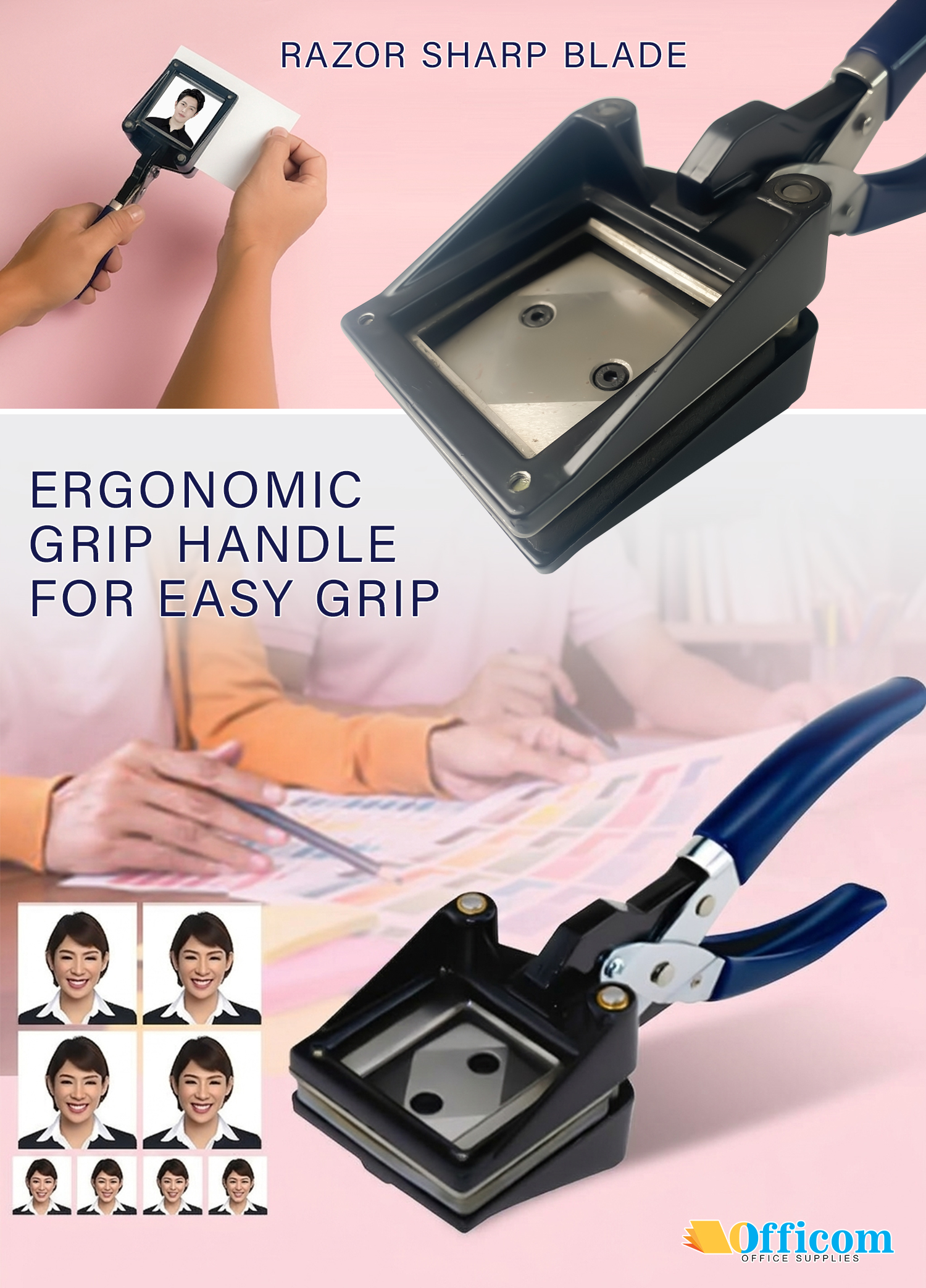 Officom Handy ID Photo Cutter (1x1 | 2x2 | Passport Size) - Heavy Duty ...