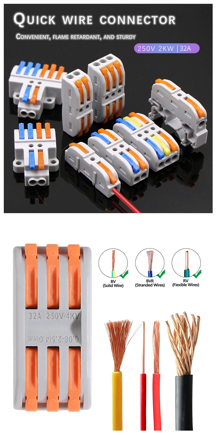 （Fast&COD）Universal Quick Wire Terminal Connector Push-in Wiring ...