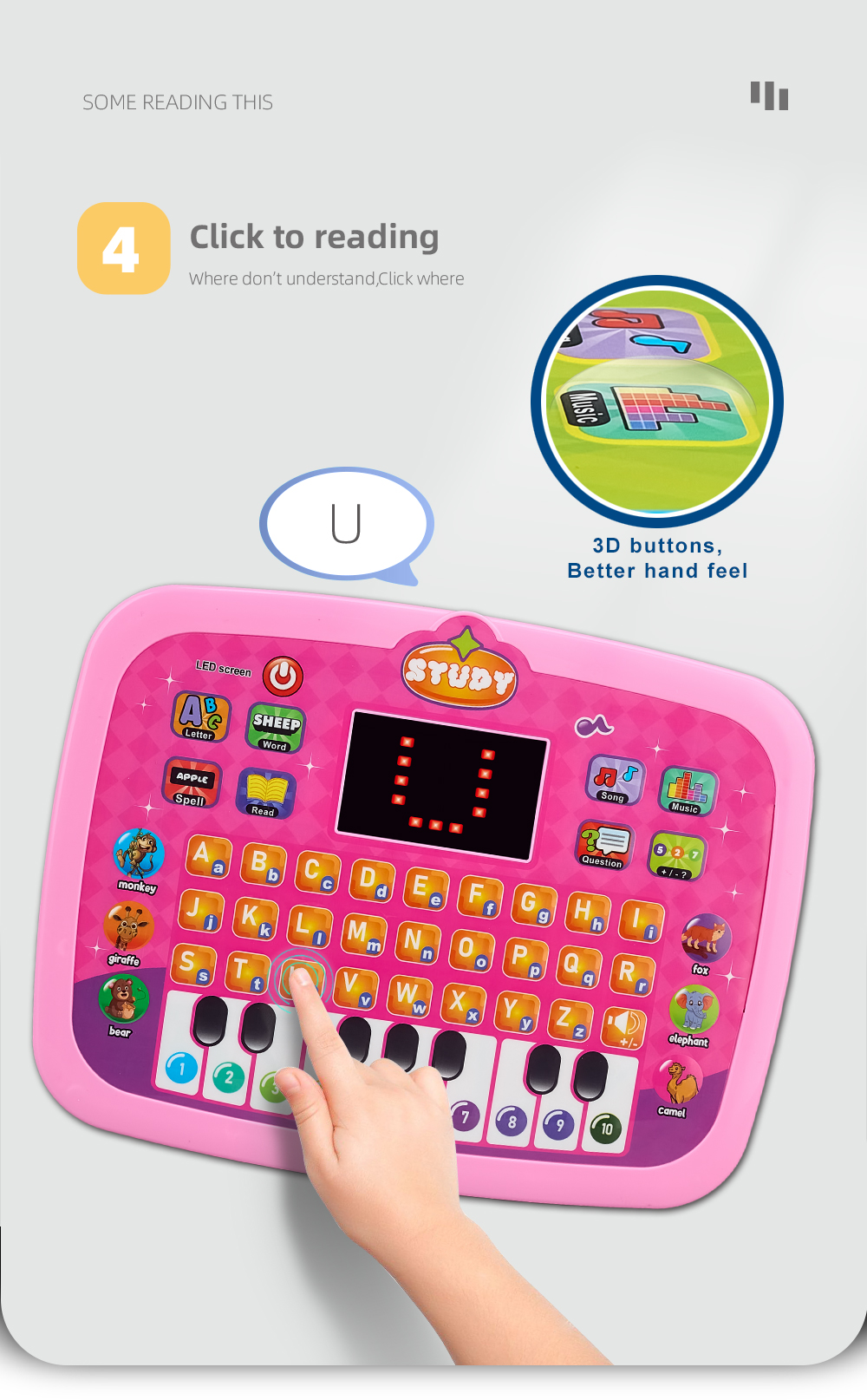 Kids Educational Learning Computer Tablet Learning Toys Baby Character ...