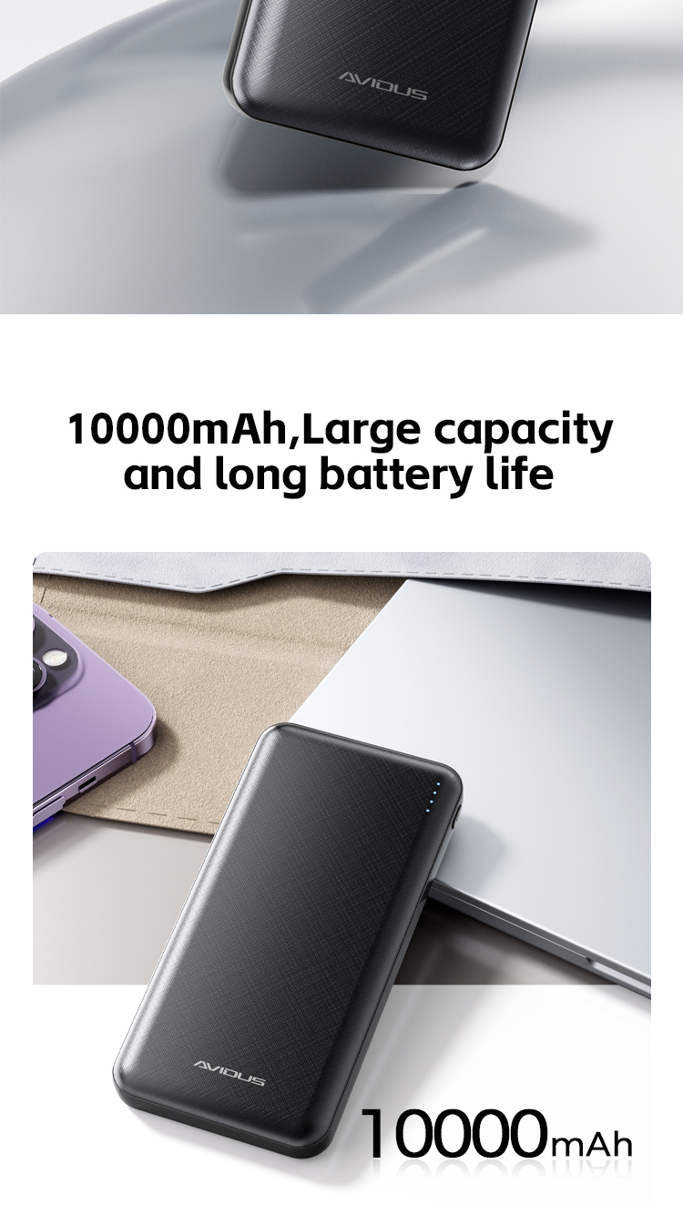 AVIDUS D1 10000mAh 2.1A Thin power bank 2 Output 2 Input LED Indicator ...