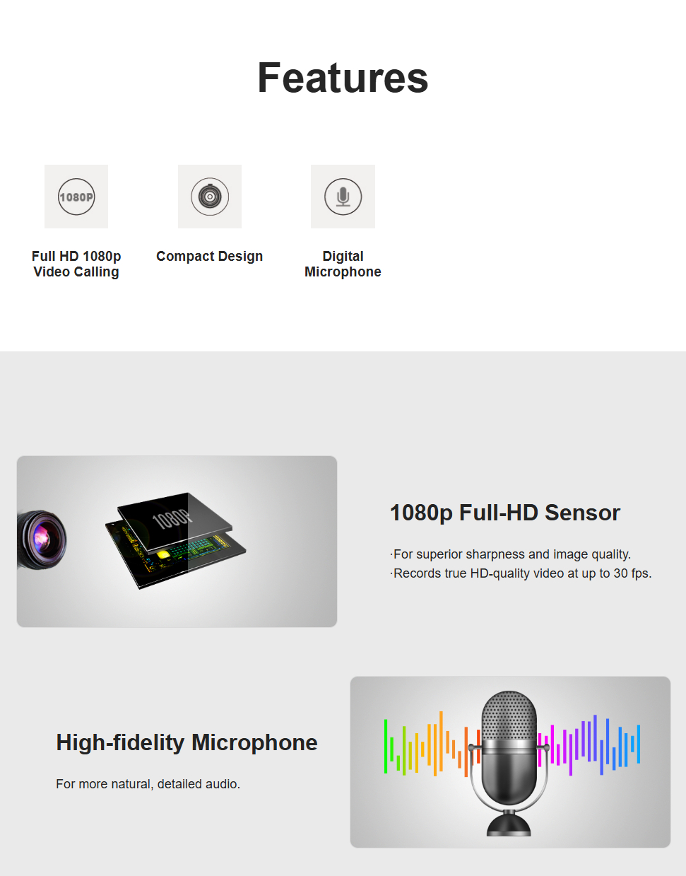 A4Tech PK-910H 1080p Full HD Webcam, Compact Web Camera with Built-in ...