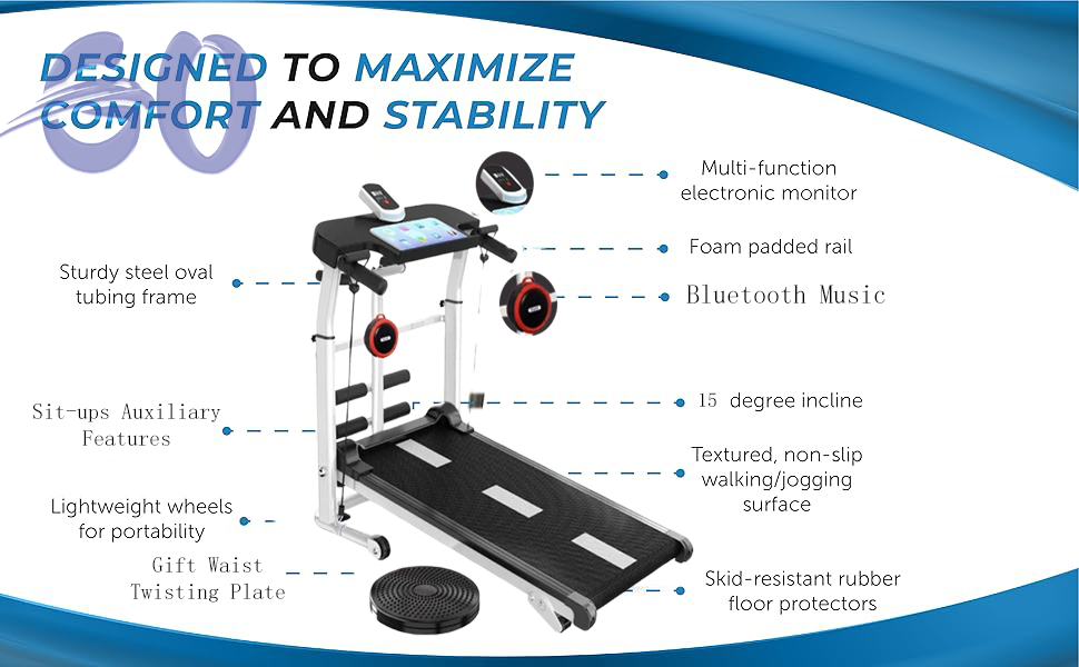 Manual Treadmill Machine Foldable Walking Pad Incline Threadmill ...