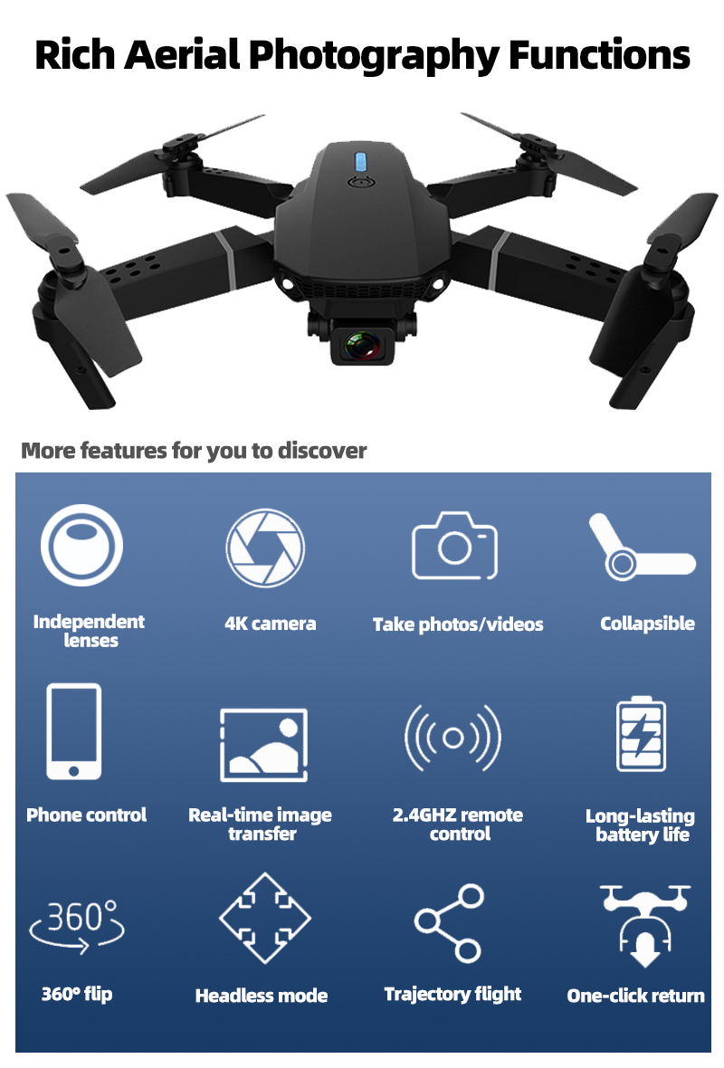 2025 New E88Pro Drone 4K HD dual camera WiFi remote control dron ...