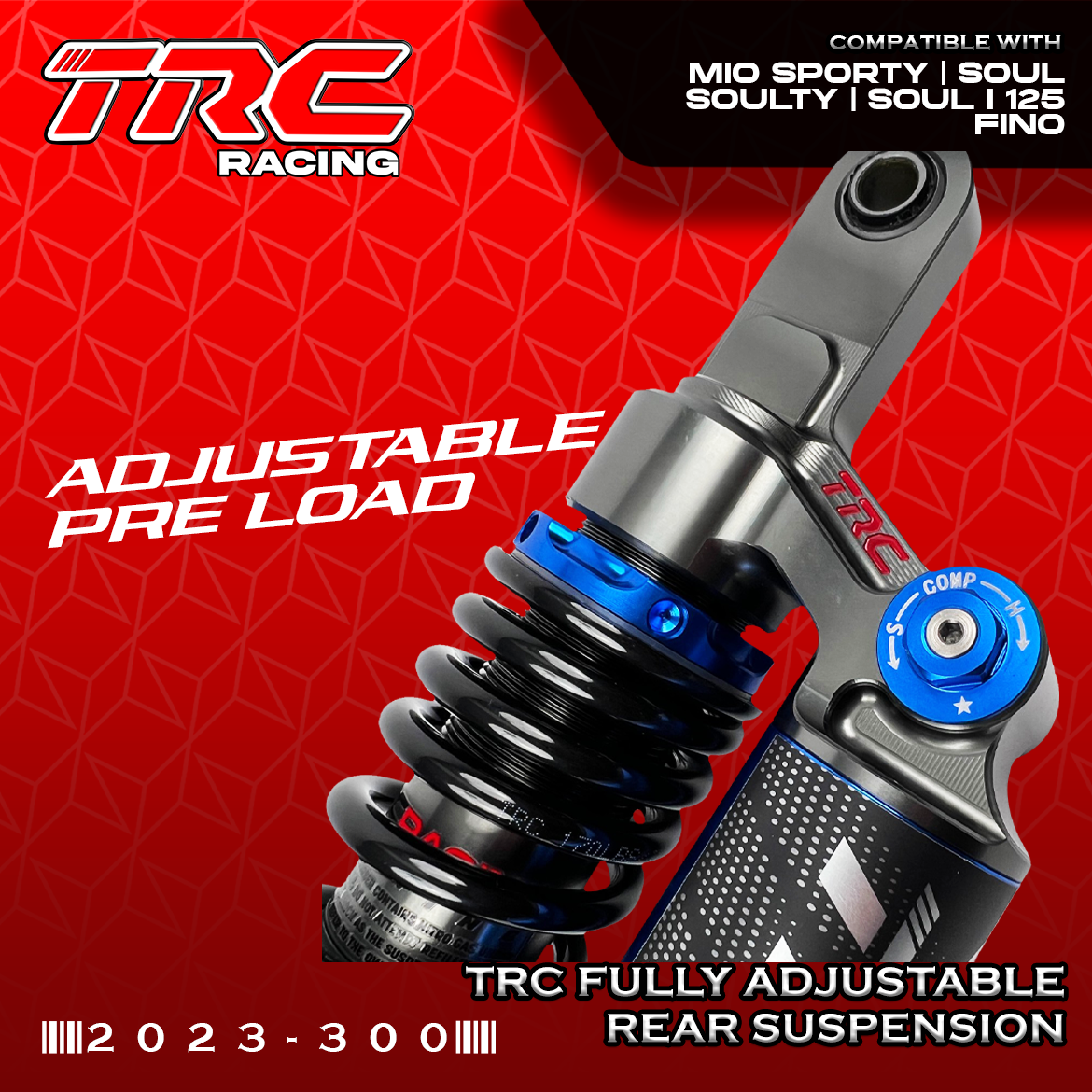 TRC RACING CNC 300MM REAR SHOCK FULLY ADJUSTBLE for MIO SPORTY/SOUL ...