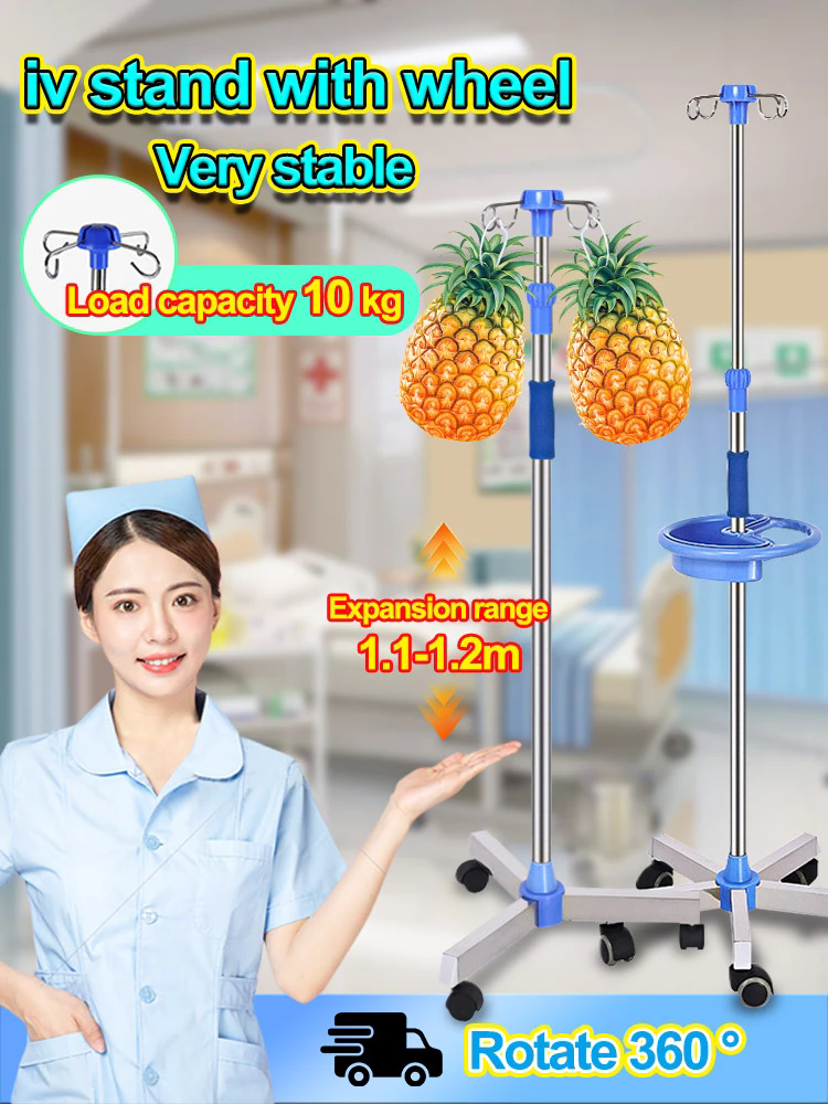 IV Stand 4 Hooks/2 Hooks Adjustable Stainless Steel Infusion Stand ...