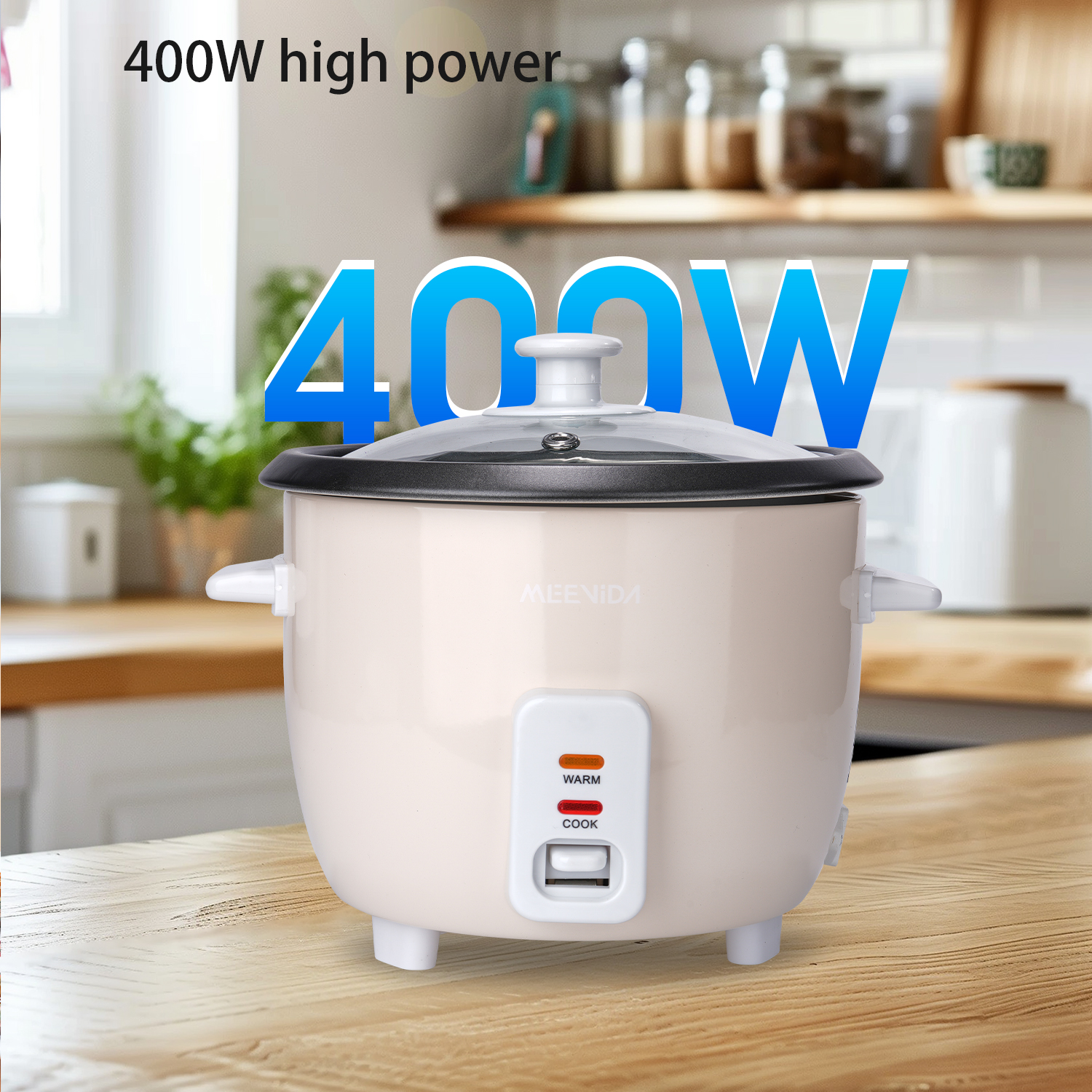 MEEVIDA Standard Rice Cooker 1L Non-Stick Inner Glass Lid Mini Rice ...