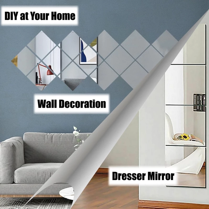 Mirror Sticker Wall Acrylic Mirror Wall Sticker Self Adhesive Sticker ...