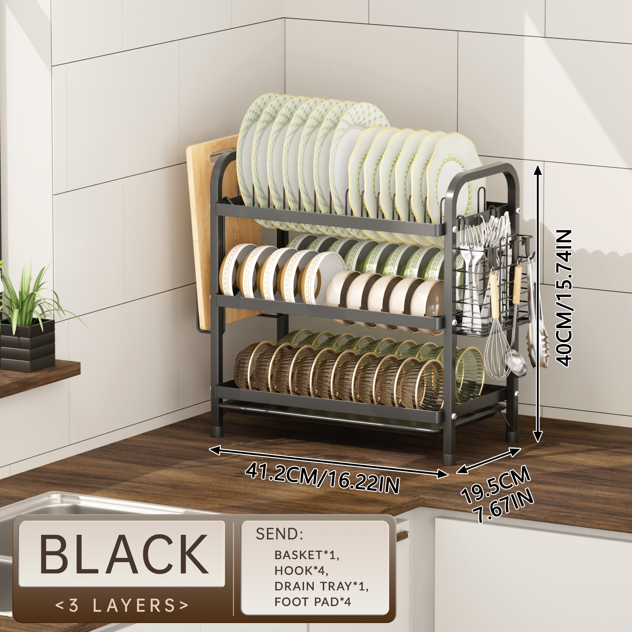 2/3 Layers Dish Rack Kitchen Cutlery Storage Rack Tabletop Stainless ...
