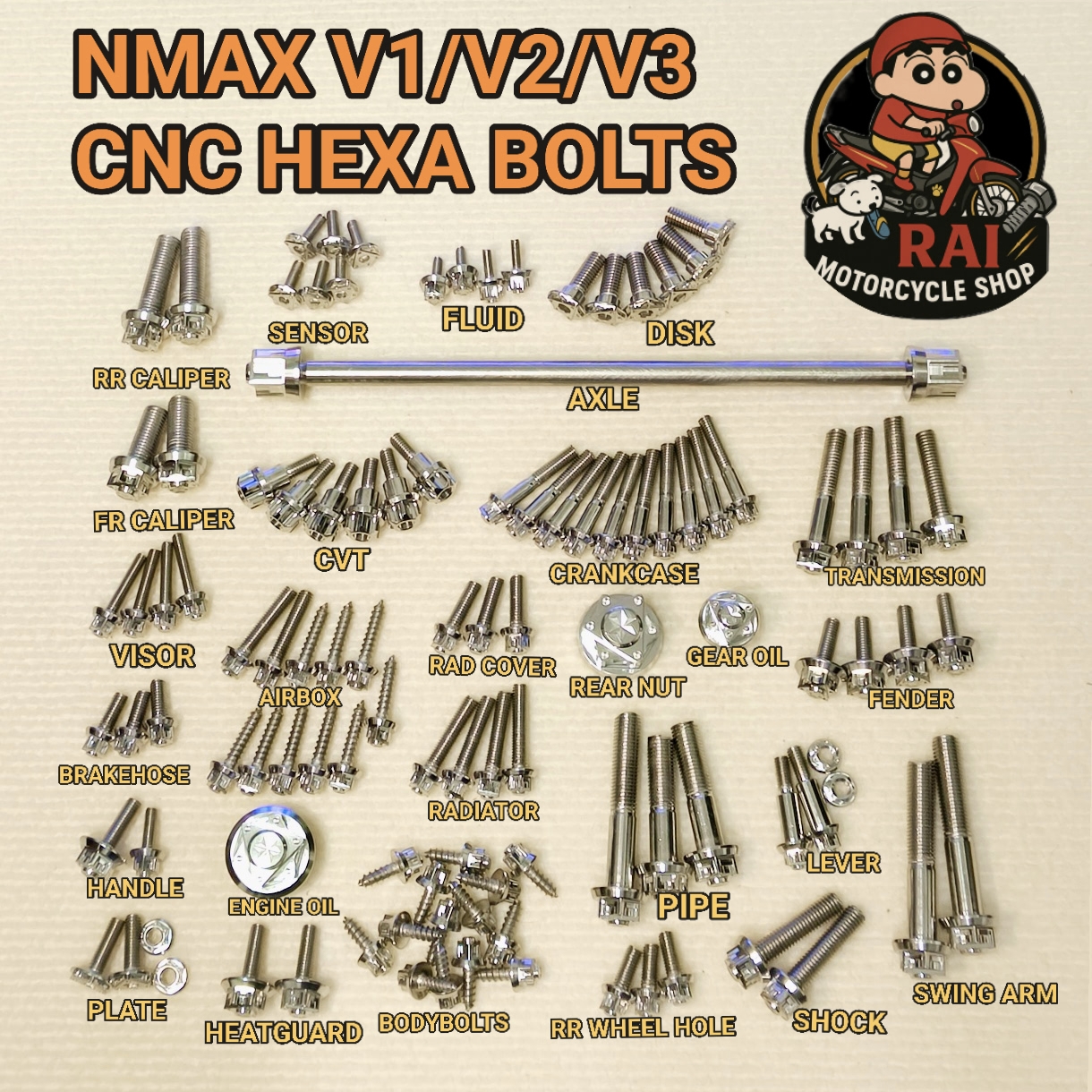 NMAX V1/V2 HEXA BOLTS - SOLD PER PART - SC SIAM Stainless Steel White ...