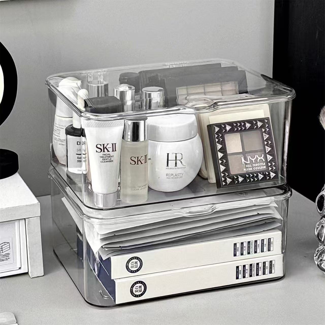 Dustproof Multi-Purpose Storage Box With Cover Cosmetics, Facial Mask ...