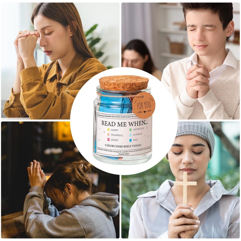 Bible Verses in a Jar Read Me When Colorful Bible Verses in Glass Holy ...