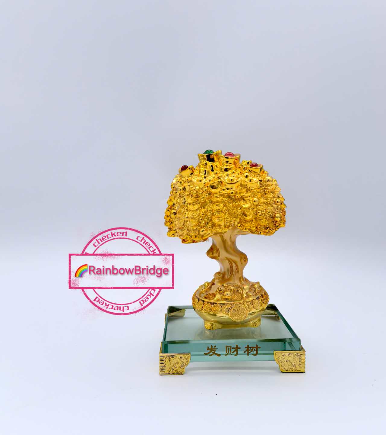 RainbowBridge FENG SHUI LUCKY GOLD MONEY TREE (Gold & Red) #SIZE: H14cm ...