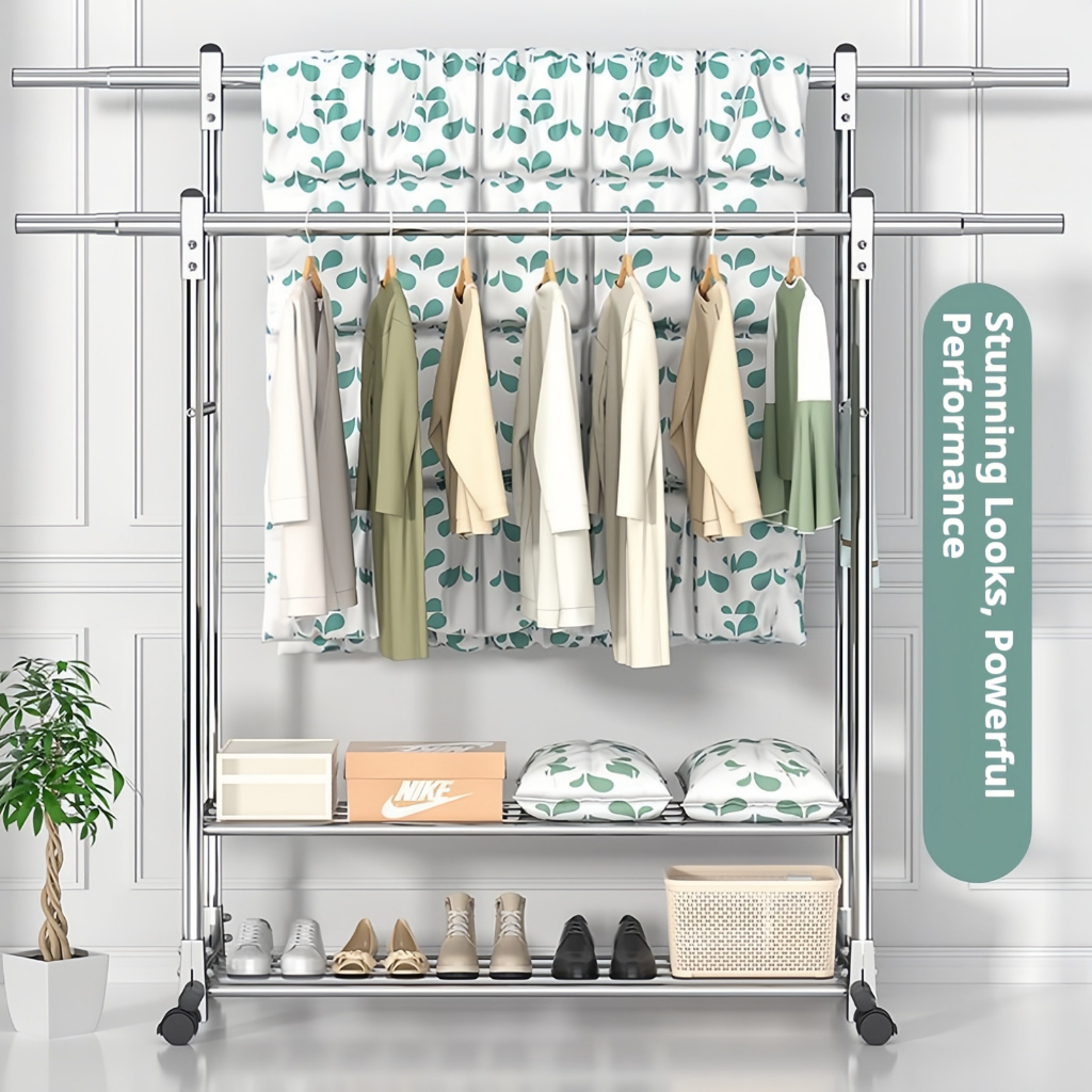 Foldable Sampayan 2.4M Stainless Steel Clothes Rack Retractable ...