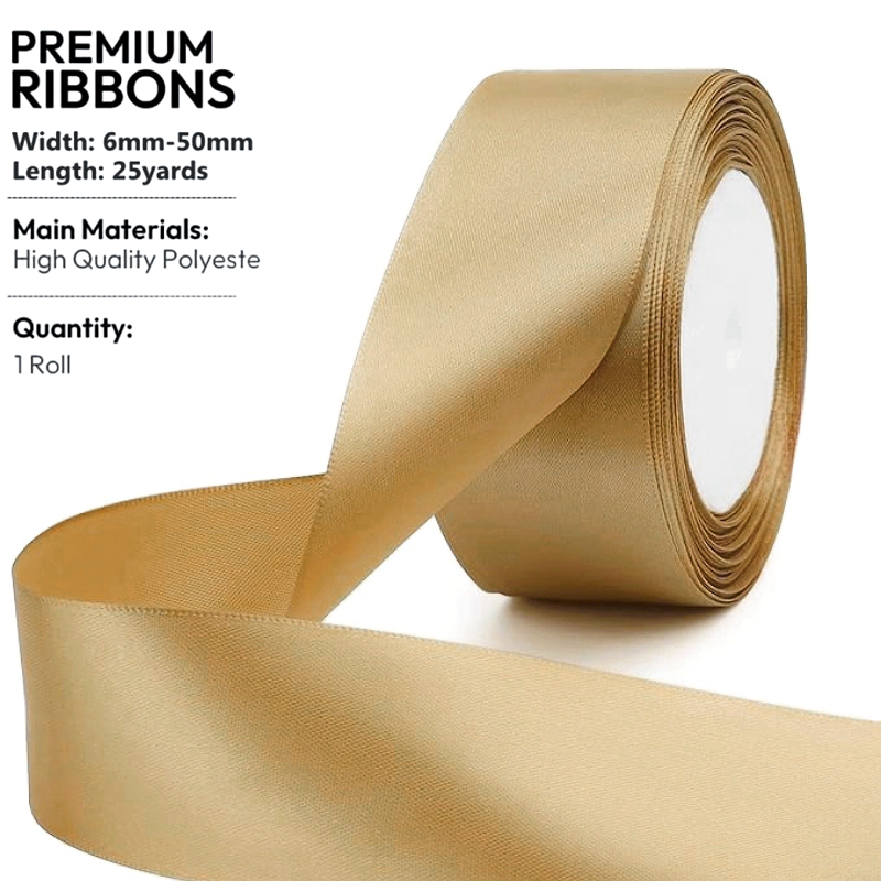 Gold Satin Ribbon,multi-size x Continuous 25 Yards, for Bows Bouquet ...