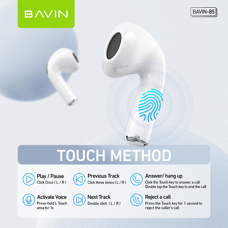 BAVIN BA85 TWS Wireless Bluetooth Earbuds | Hi-Fi & Low Latency w/Smart ...