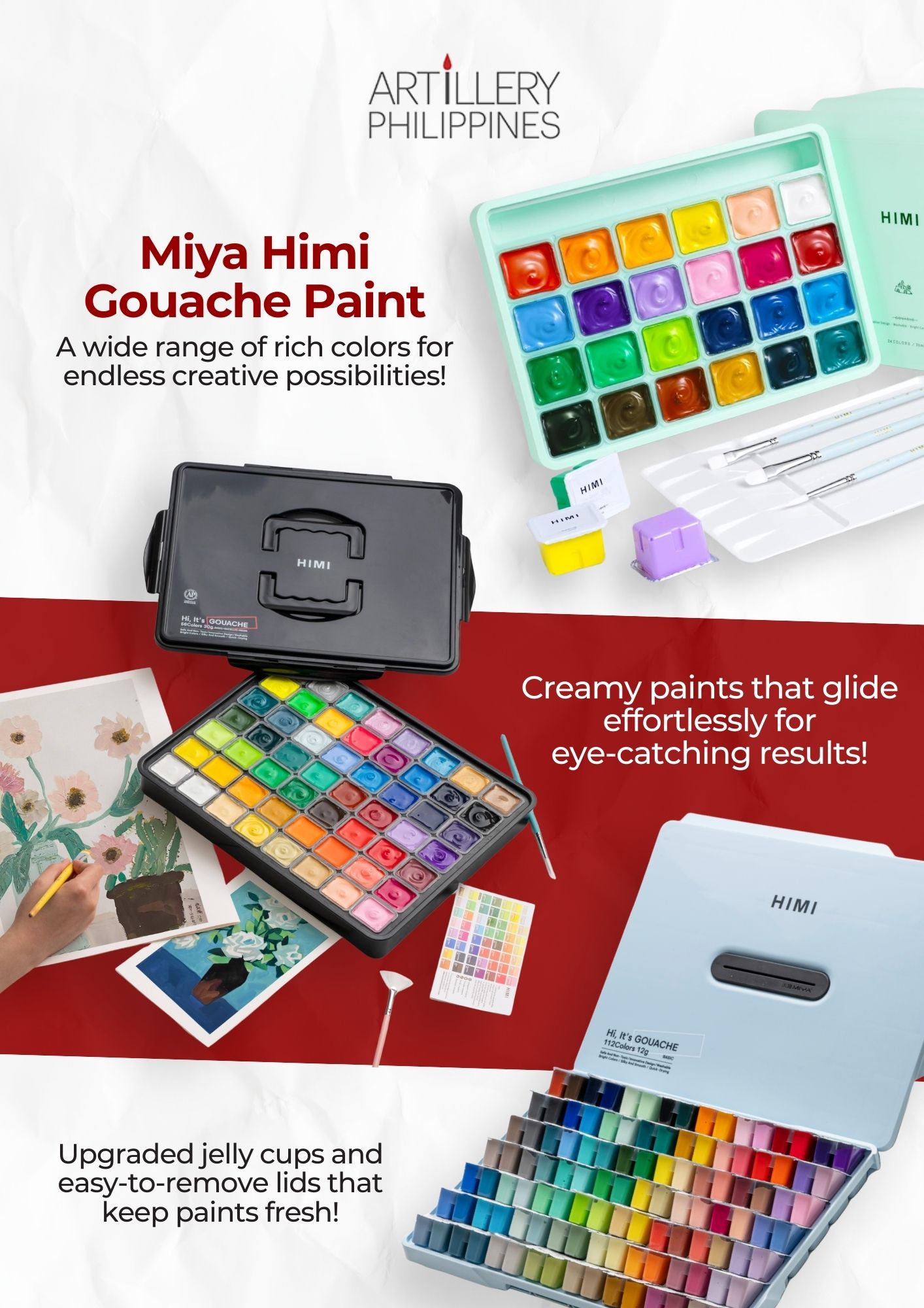 Miya Himi Oh My Gouache Twin Cup Set 112 Colors X 12ml Ultimate Artist 
