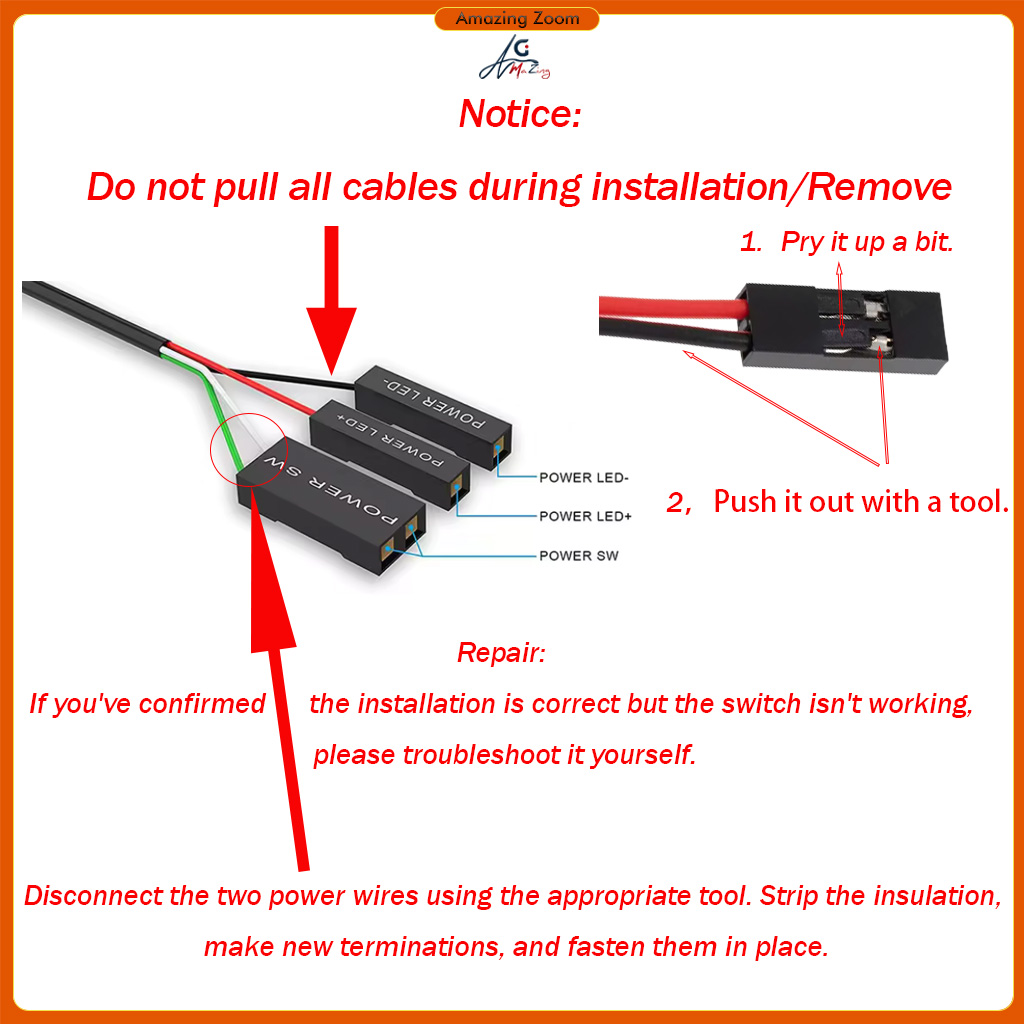 2 meters Computer Desktop Mobile Switch Button PC Motherboard External ...