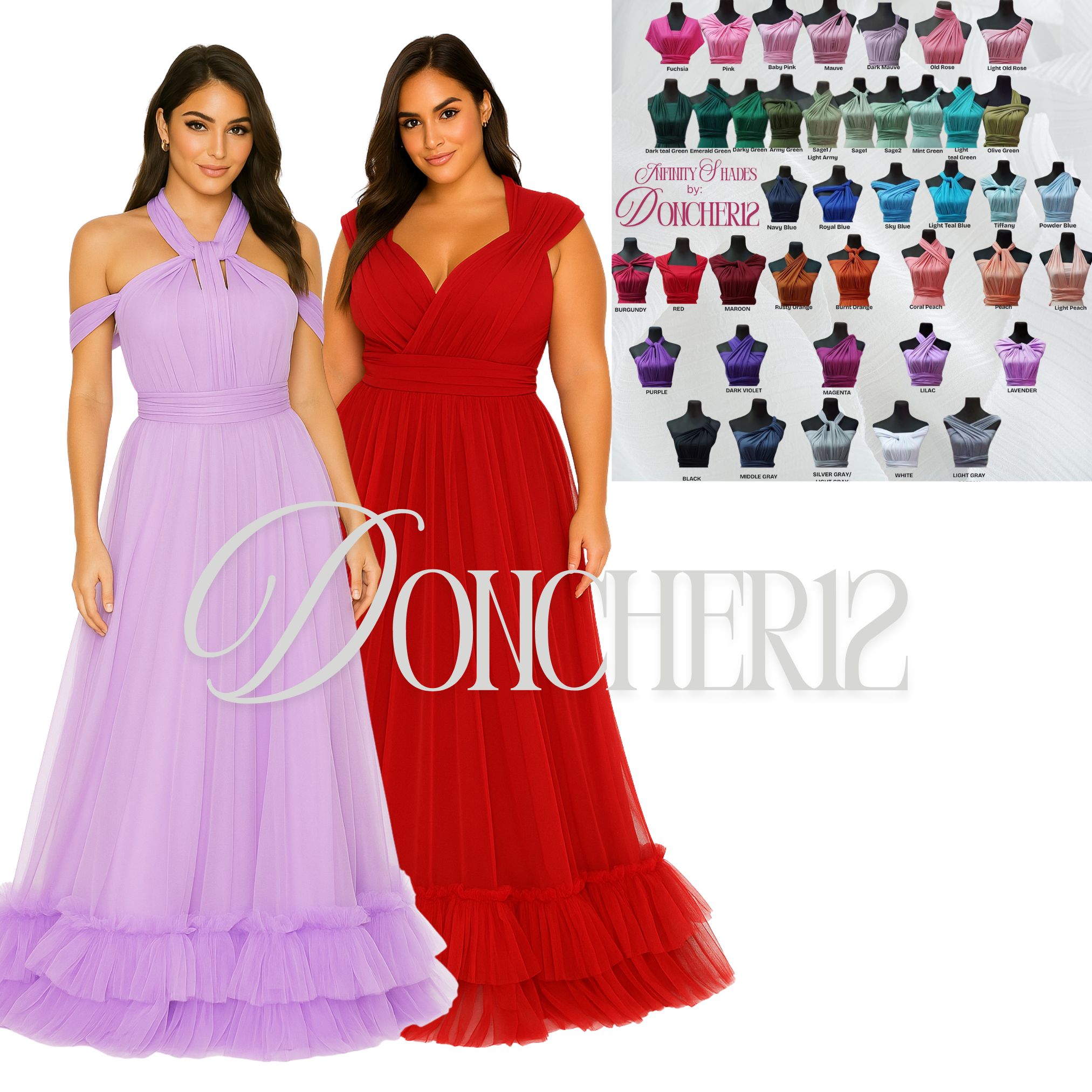 Princess Double Layer Ruffle Dress for bridesmaid more color and sizes ...