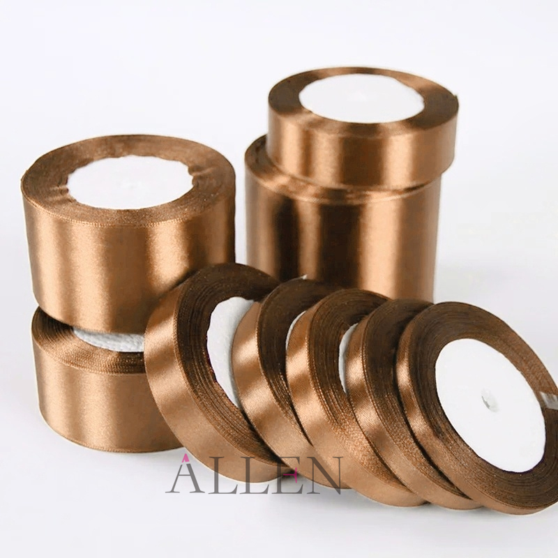 Chocolate Satin Ribbon, Multple-size x Continuous 25 Yards, for Bouquet ...