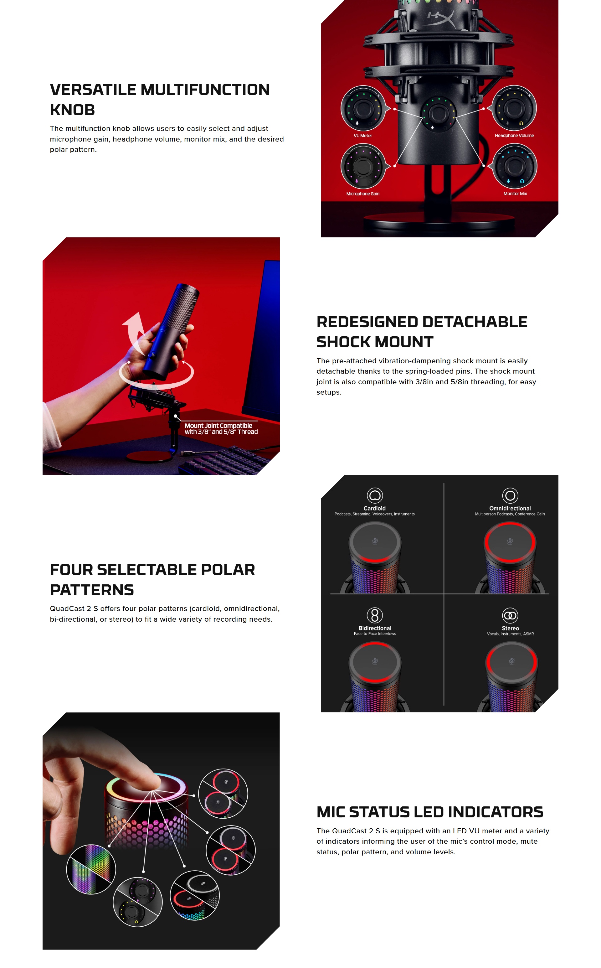 HyperX QuadCast 2 S Deep Customization with 100+ ARGB LEDs USB Gaming ...