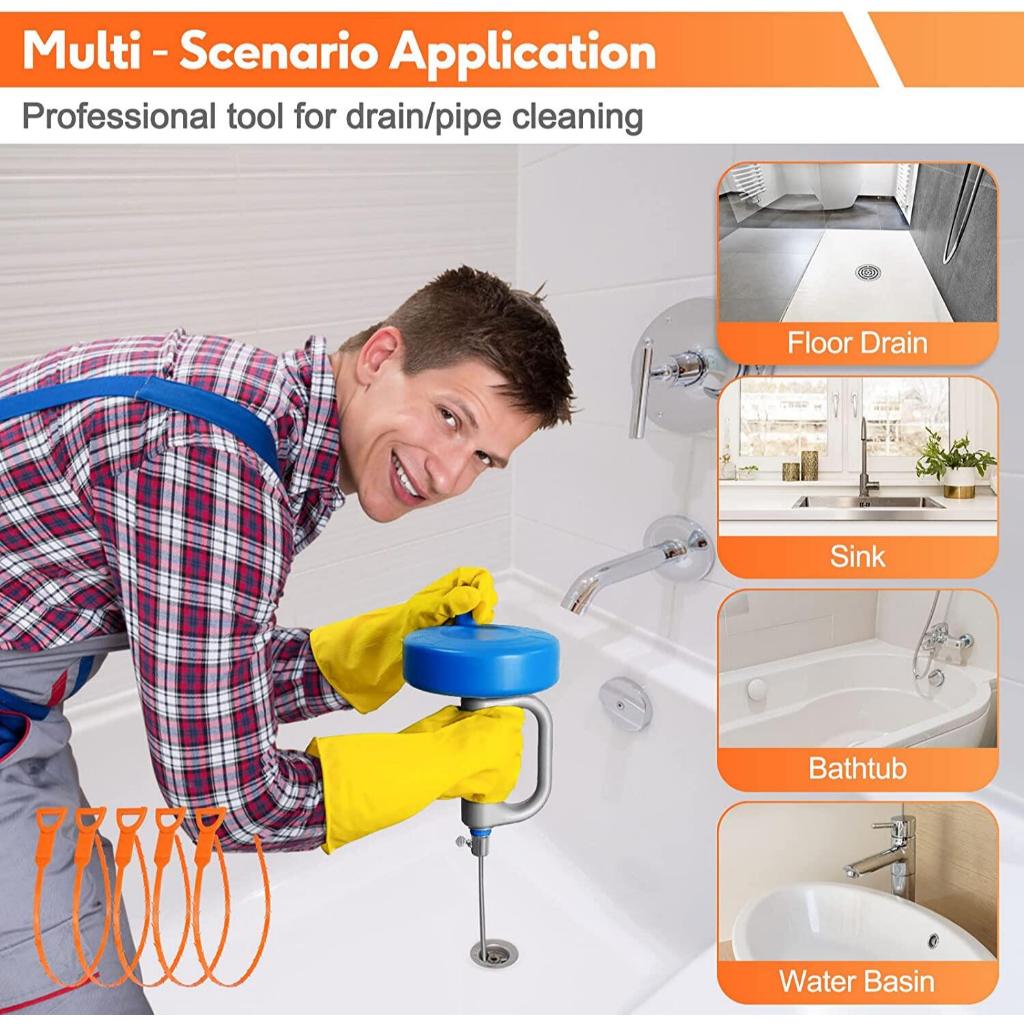 Flexible Drain Snake Clog Remover Tool Unblocker Rod for Sink, Tub ...