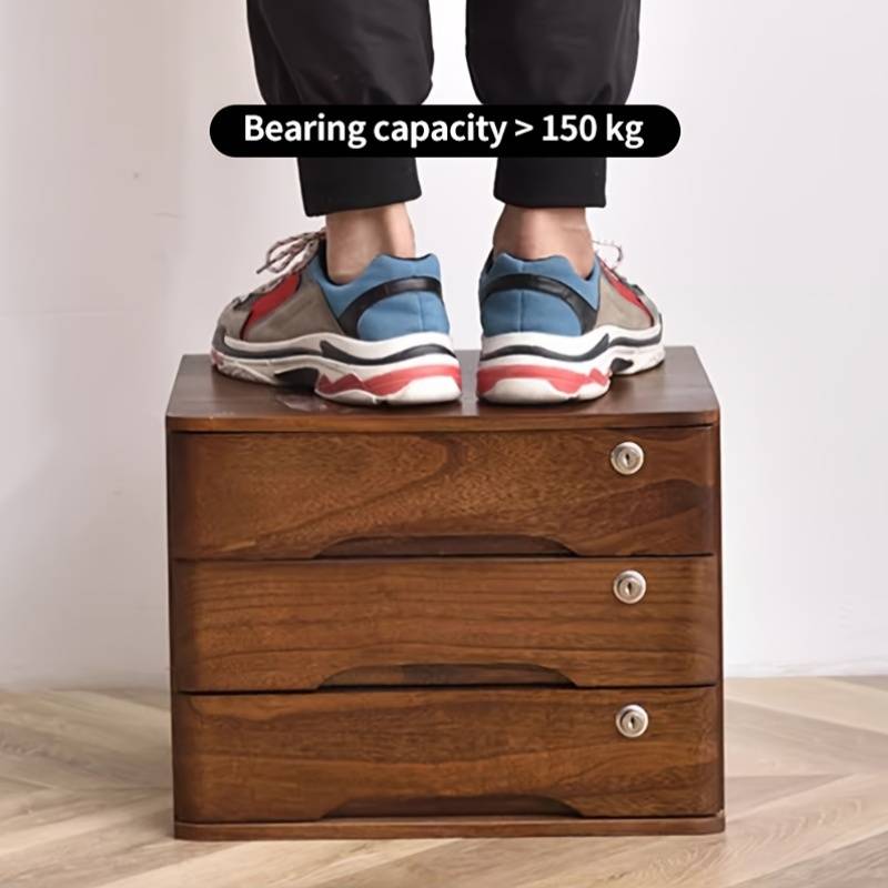 Solid wood desktop storage Cabinet Hardwood Drawer Box with Lock Multi ...