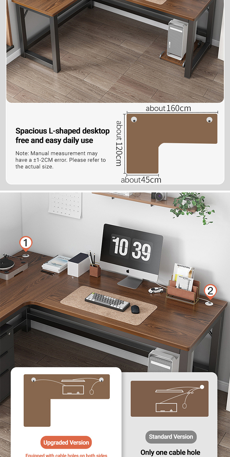 ALVIN Office Desk L-Shaped Corner Table Study Table Computer Game Table ...