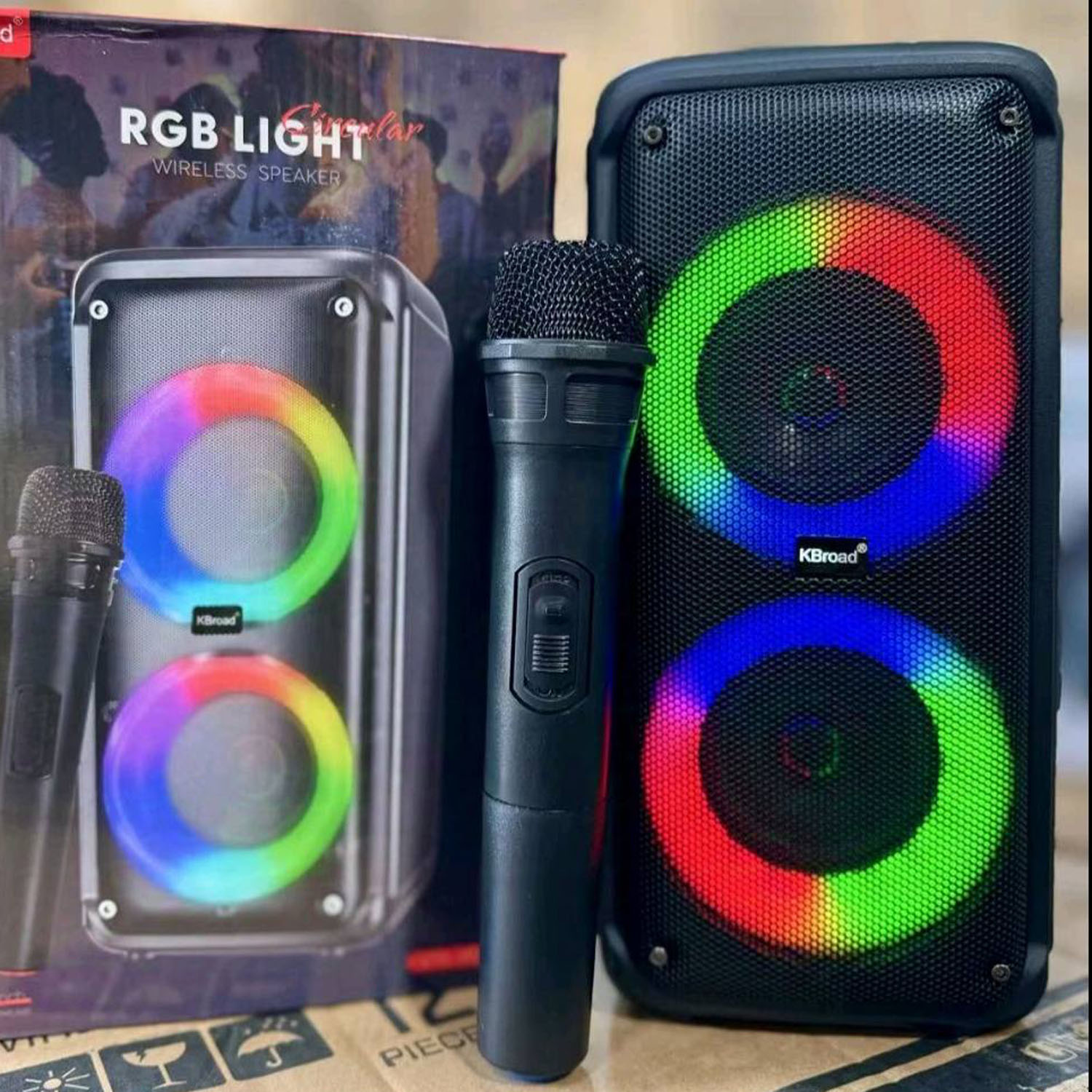 Original RGB Lights Dual Karaoke Wireless Bluetooth Speaker with Mic ...