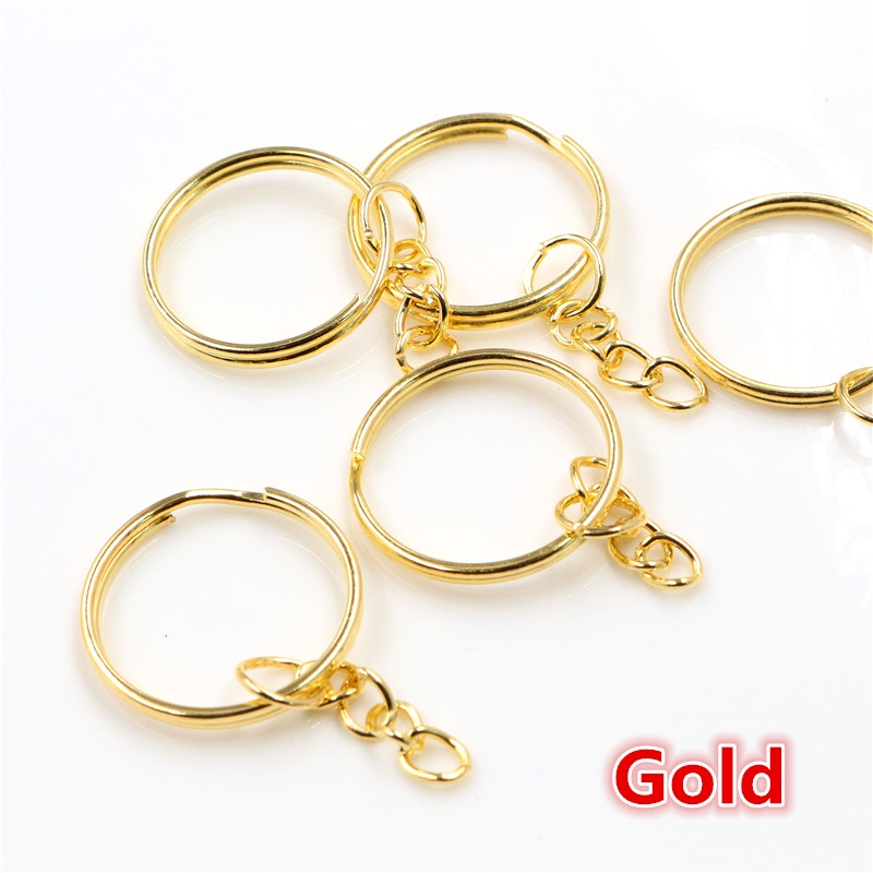 50PCS Gold Key Ring with 25mm Open Jump Ring and Connector Metal ...