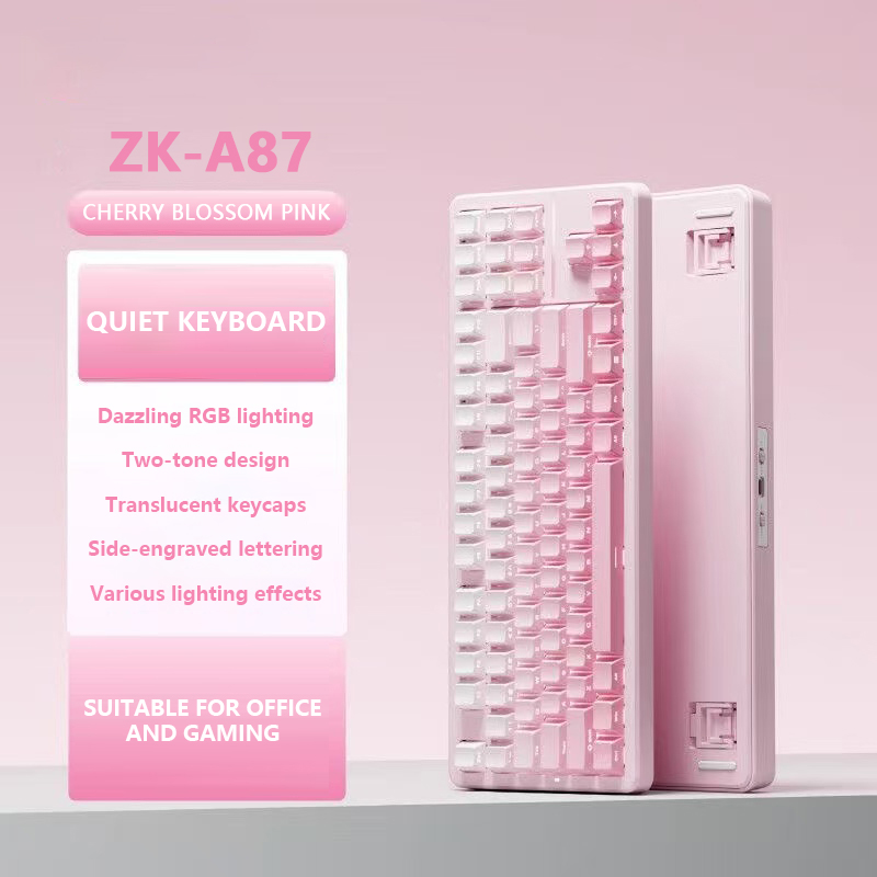 Zeus A-87 RGB Mechanical Feel Keyboard Side Printed Keycaps With Stand ...