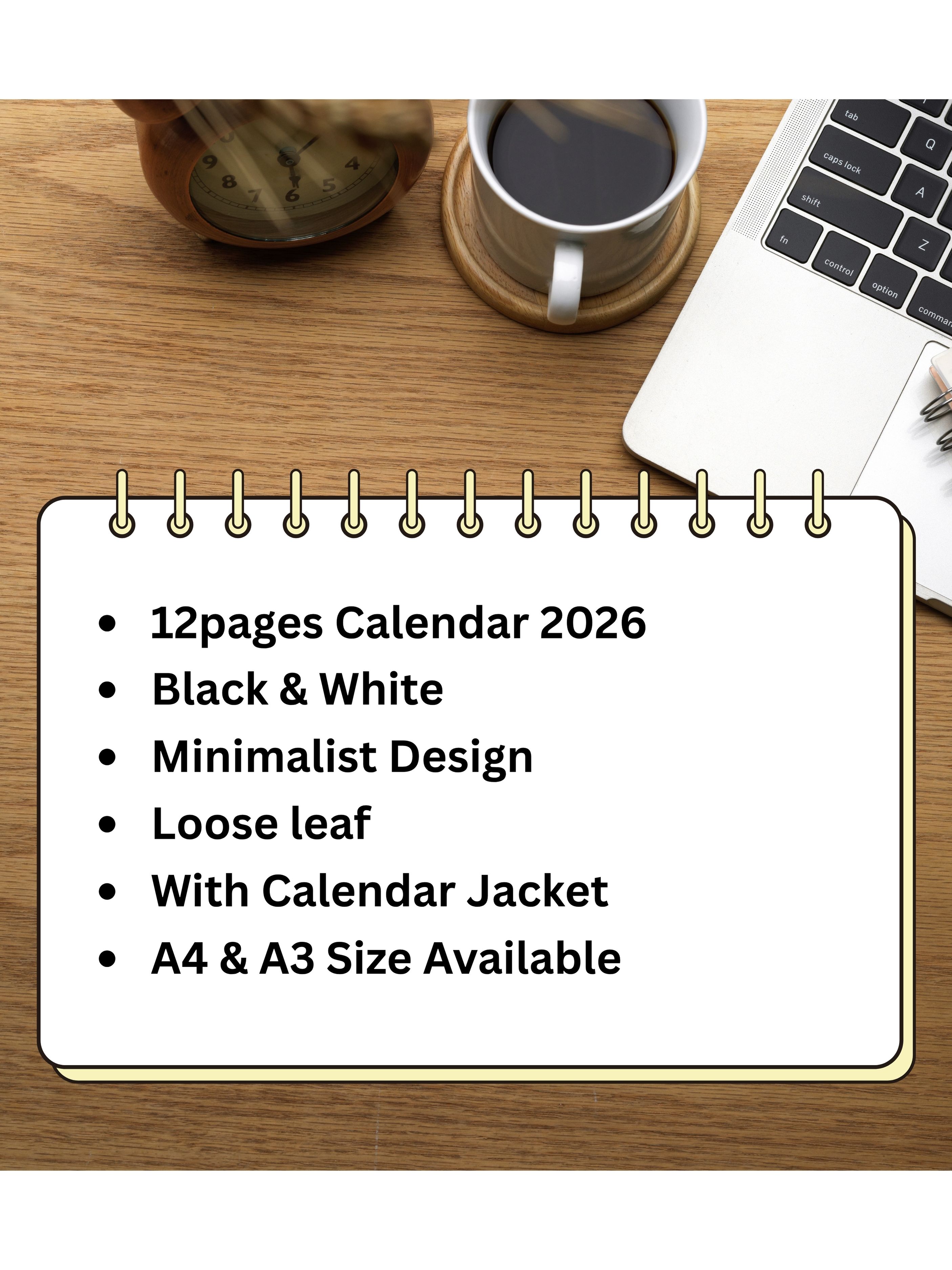 A3 Desk Calendar 2026 A4 Flat Calendar with Jacket Minimalist Planner ...