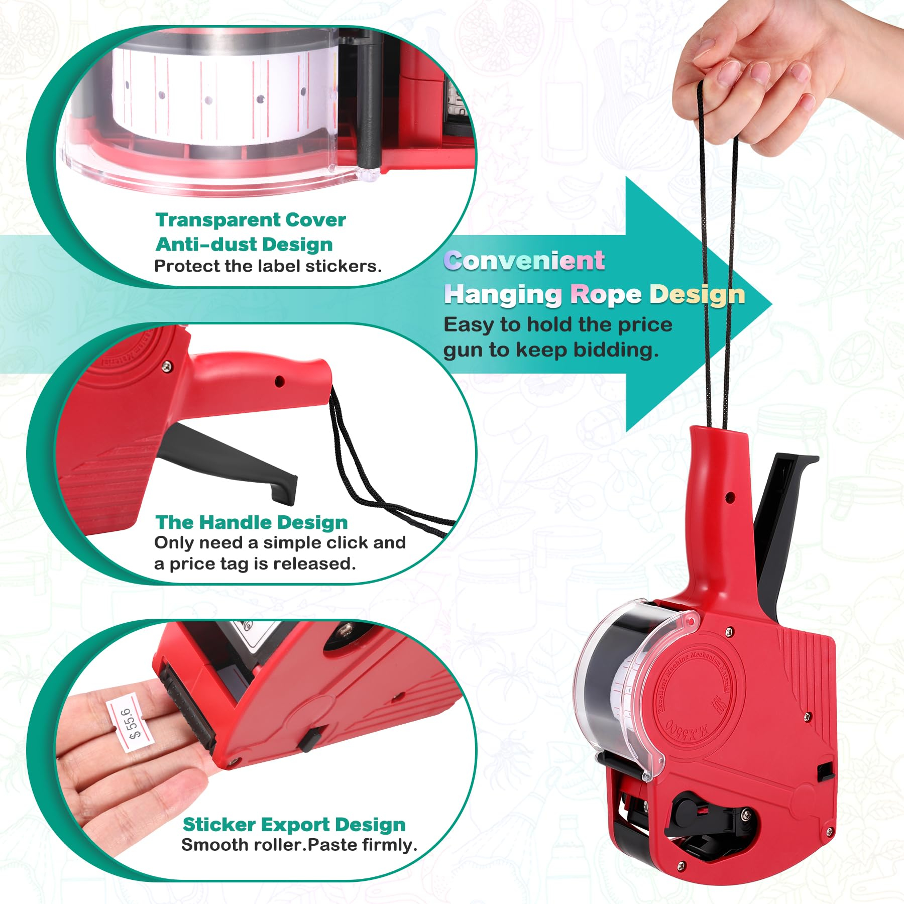 MX5500 8 Digits Price tag Gun with 5000 Sticker Labels label Maker ...