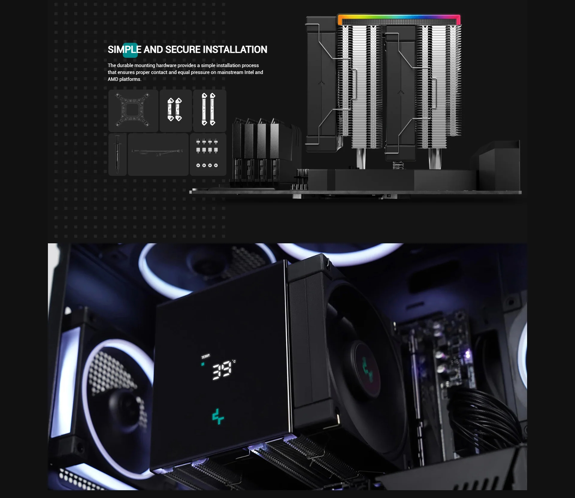 DeepCool AK620 Digital SE CPU Cooler with Real-Time Status Screen ...
