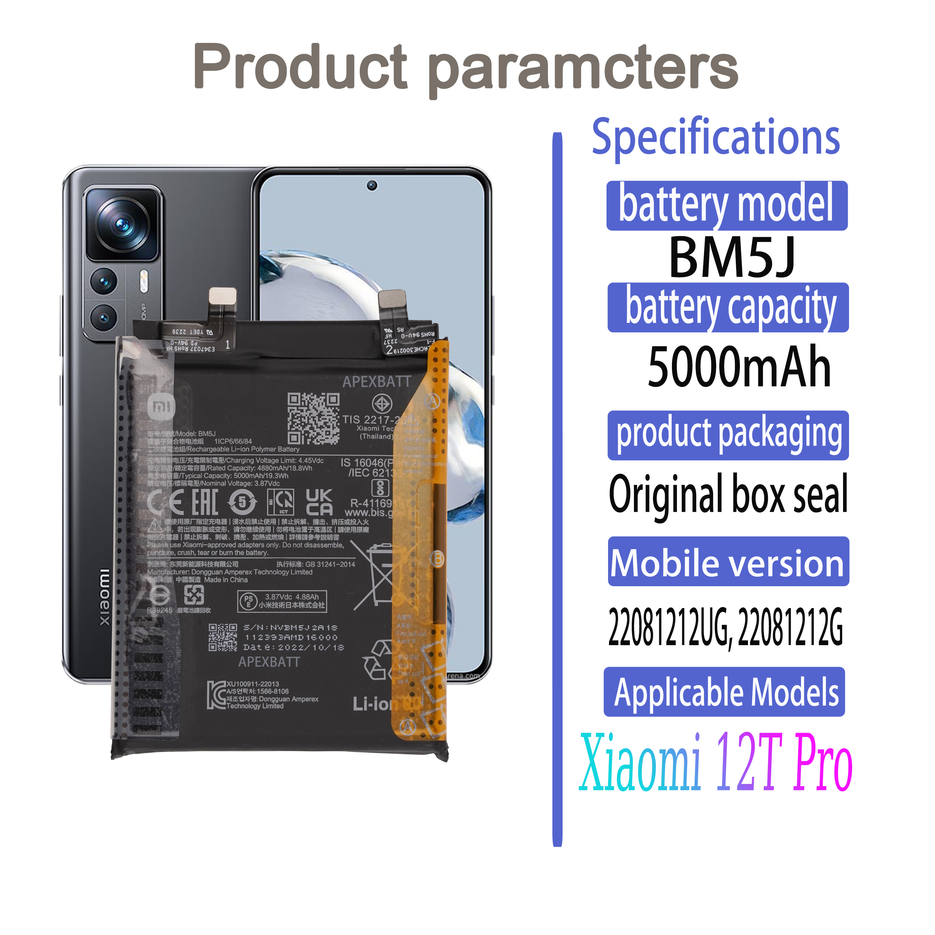 BATTERIE INTERNE XIAOMI BM4M Pour le Xiaomi MI 10 Pro 5G EUR 19,90