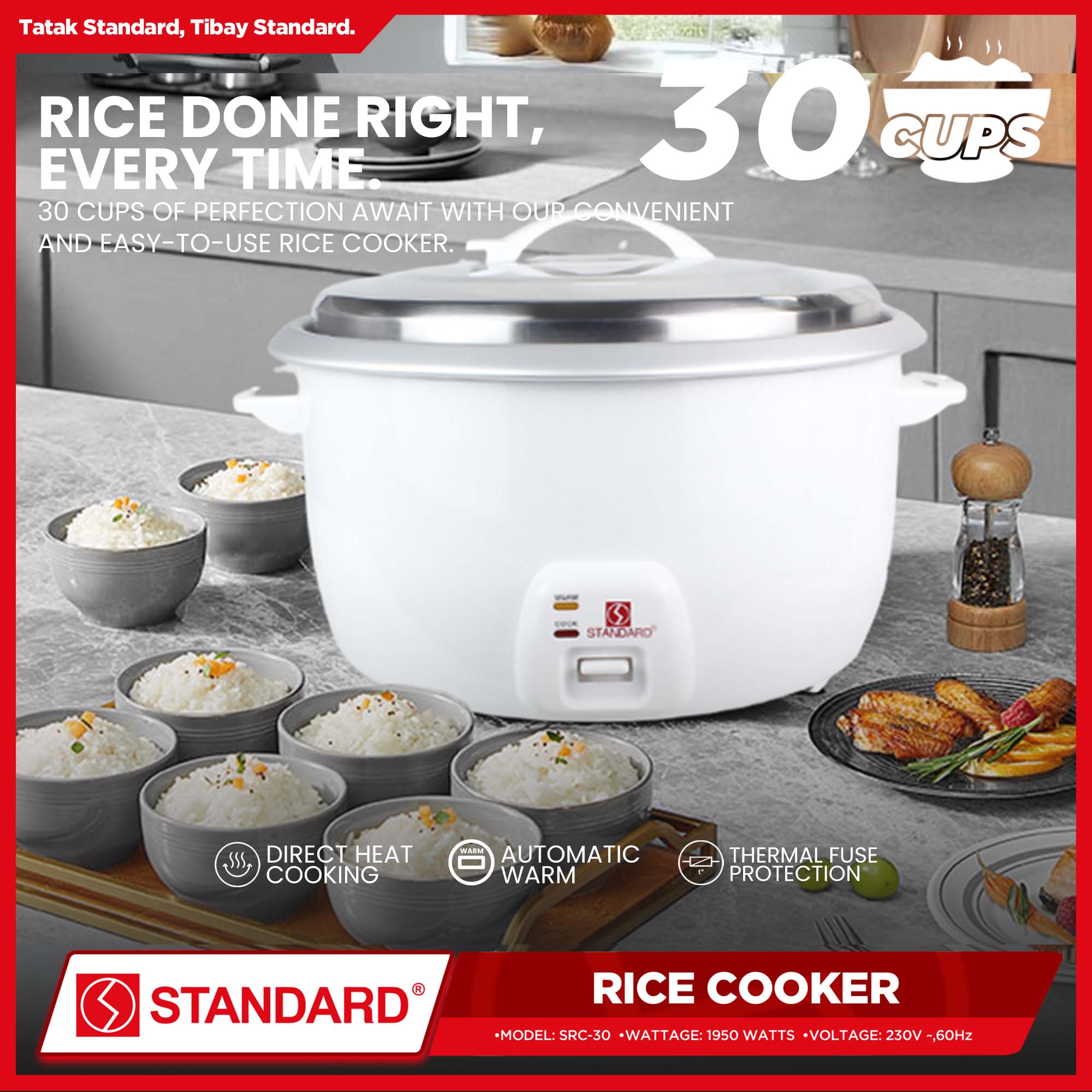 STANDARD SRC 30 Rice Cooker 1950W | Shopee Philippines