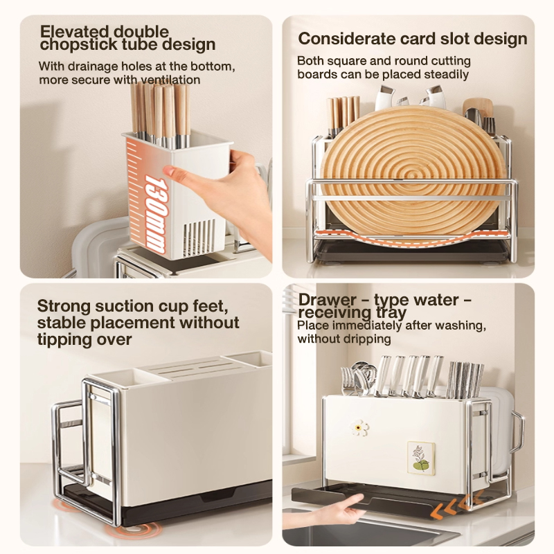 Kitchen knife rack storage rack knife drain storage box Wall-Mounted ...