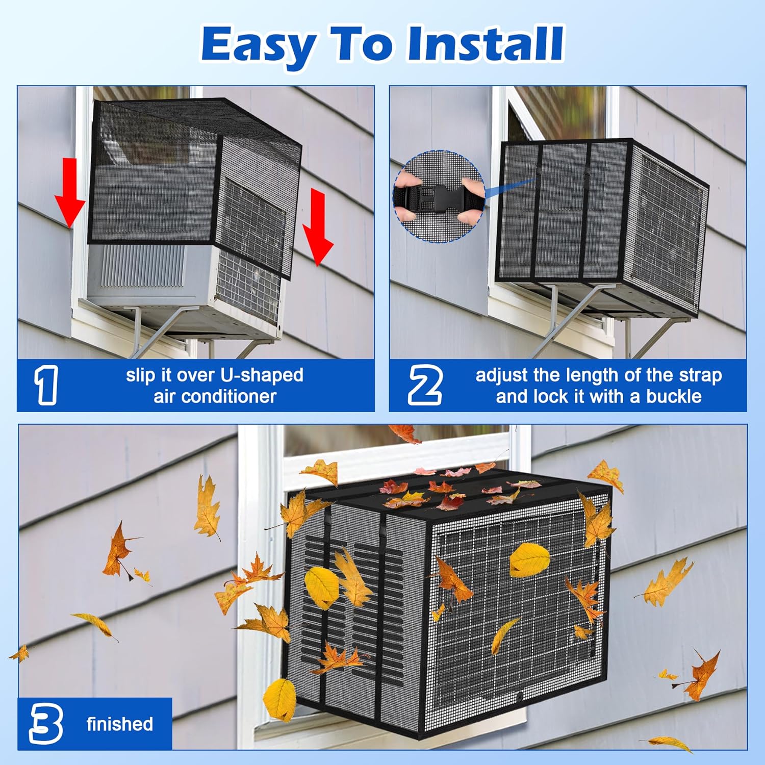 Aircon Outdoor Unit Cover Ventilated Window Air Conditioner Mesh Cover ...