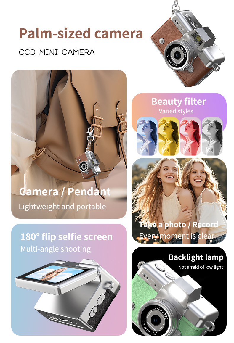 Mini Keychain Camera Retro 180° Flip Screen Thumb Digital Cameras ...