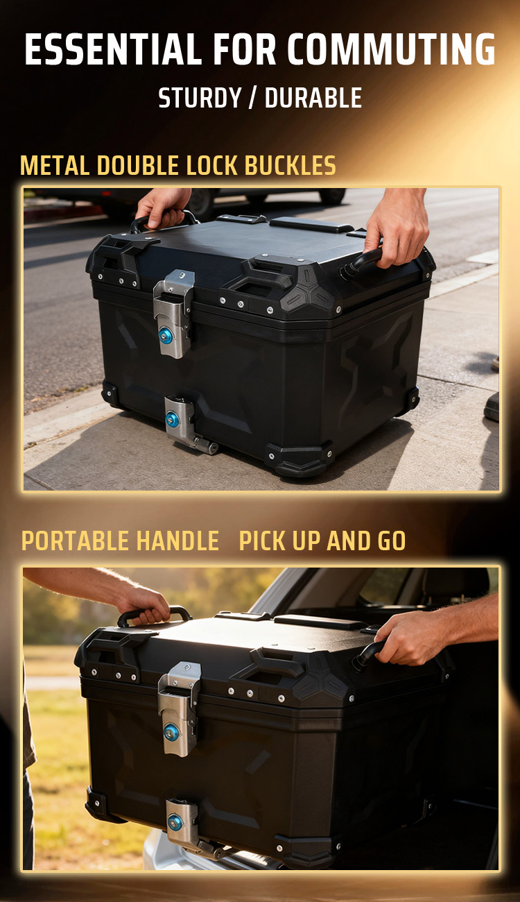 HNJ Top Box Motorcycle 36/45/58 Liters Hard Plastic Top Box With Back ...