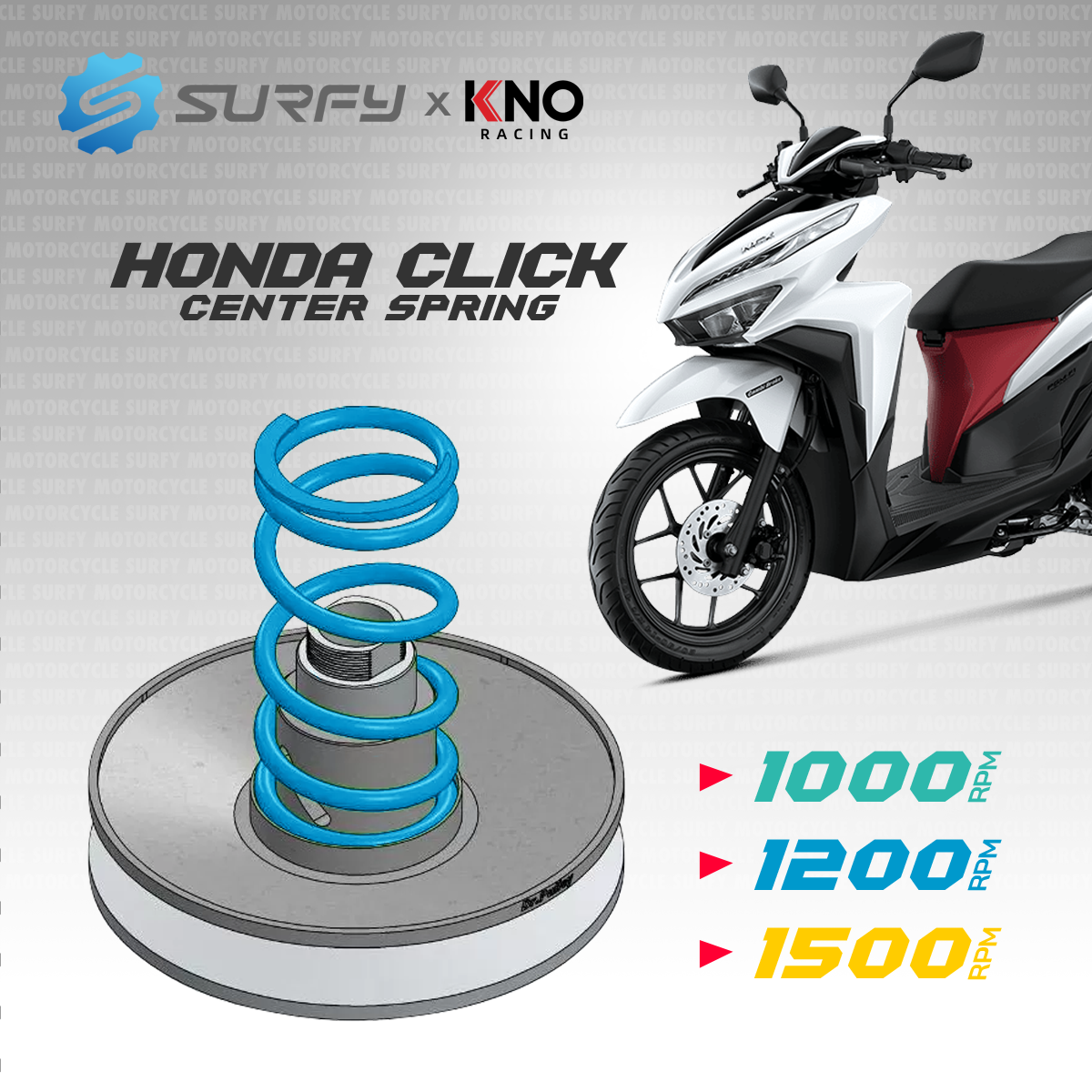 KNO Power Up Scooter Clutch Center Spring 1000rpm/1200rpm/1500rpm For ...