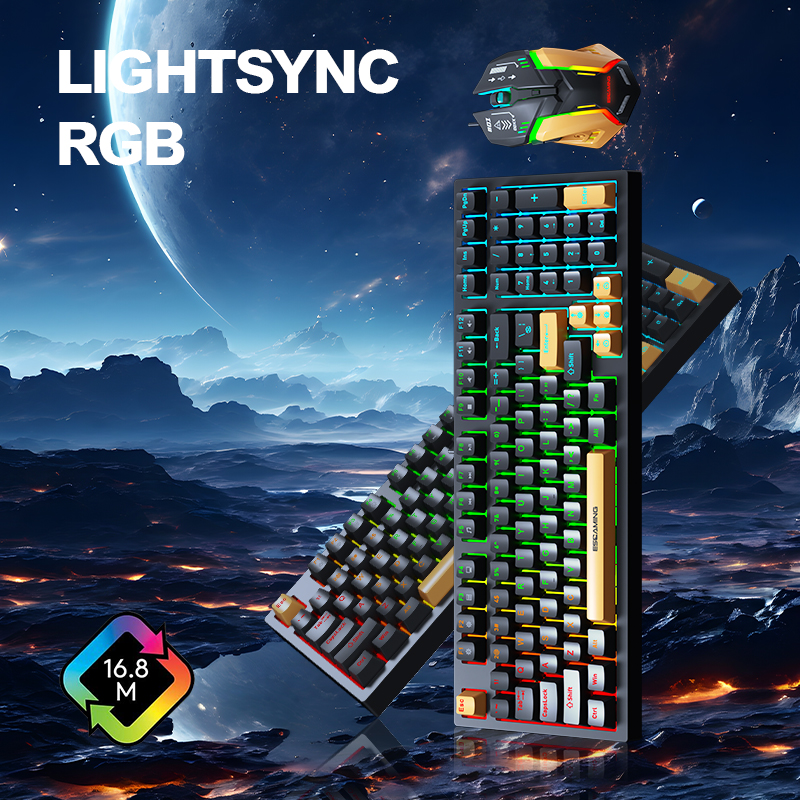 Esgaming Wired Rainbow LED Gaming Keyboard Mouse Set 98 Keys Ph 11134208 81ztj