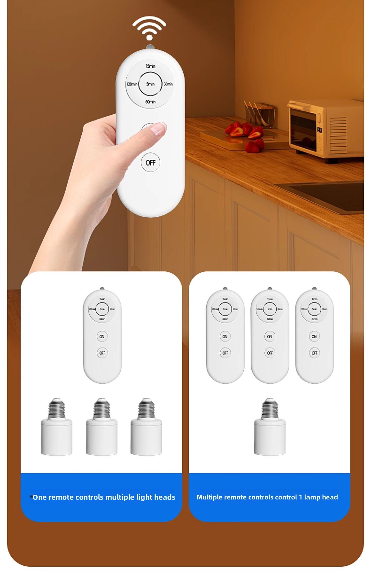 Smart bulb socket E27 wireless remote control switch LED lamp holder on ...