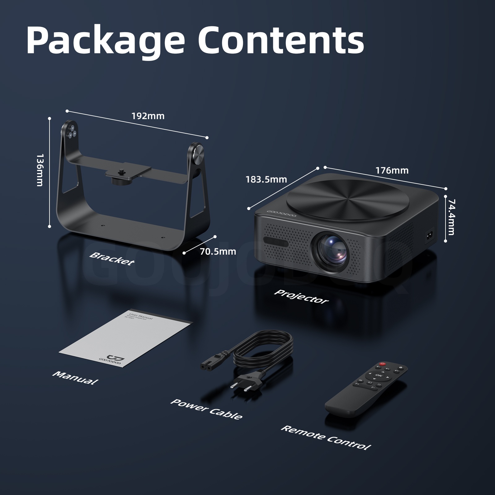 GOOJODOQ Projector for Laptop Phone HD 1080P Large Screen Bluetooth ...