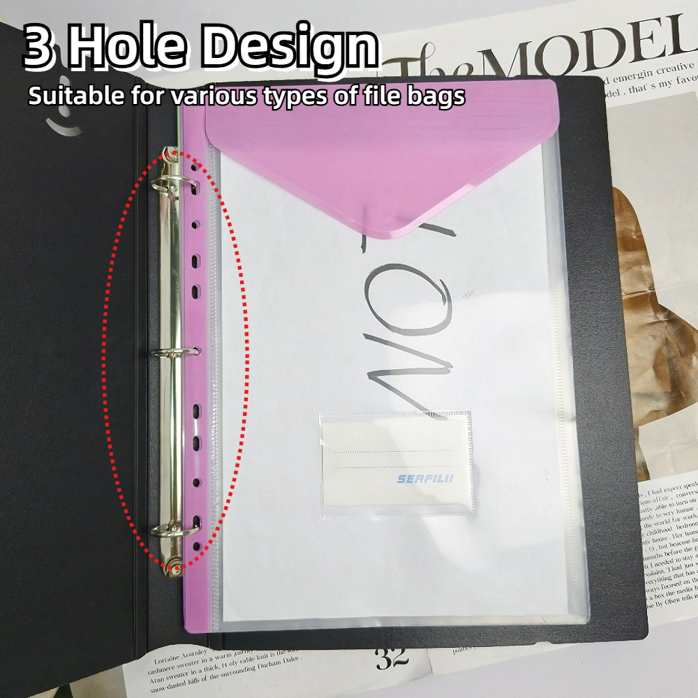 A4/Long Ring Binder With Strap 3Ring Arch File Binder Loose Leaf File ...
