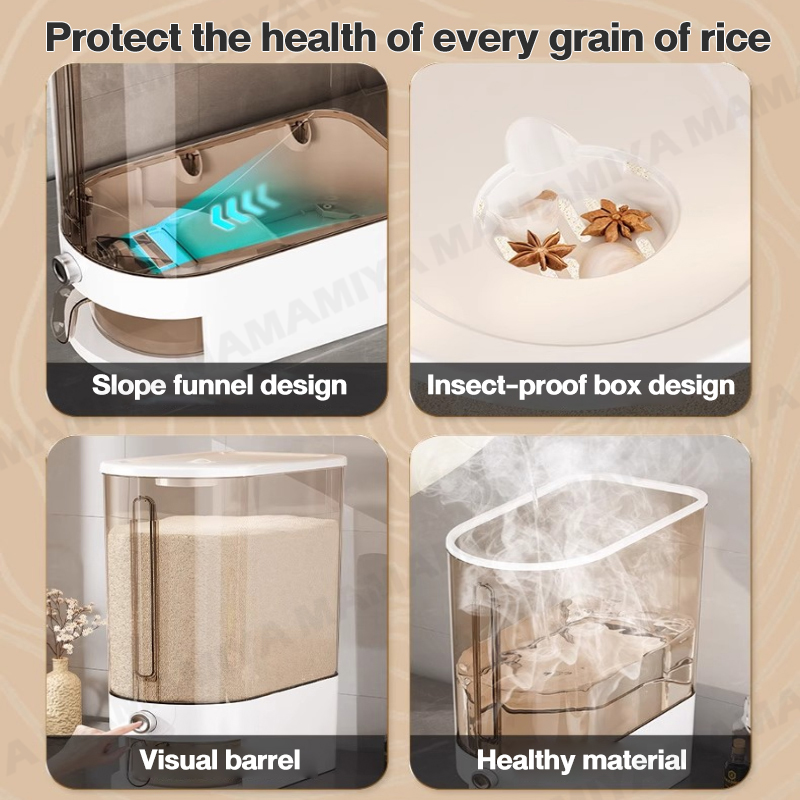 5/10kg Rice Dispenser Food Storage Box Push-type Sealed Insect Proof ...